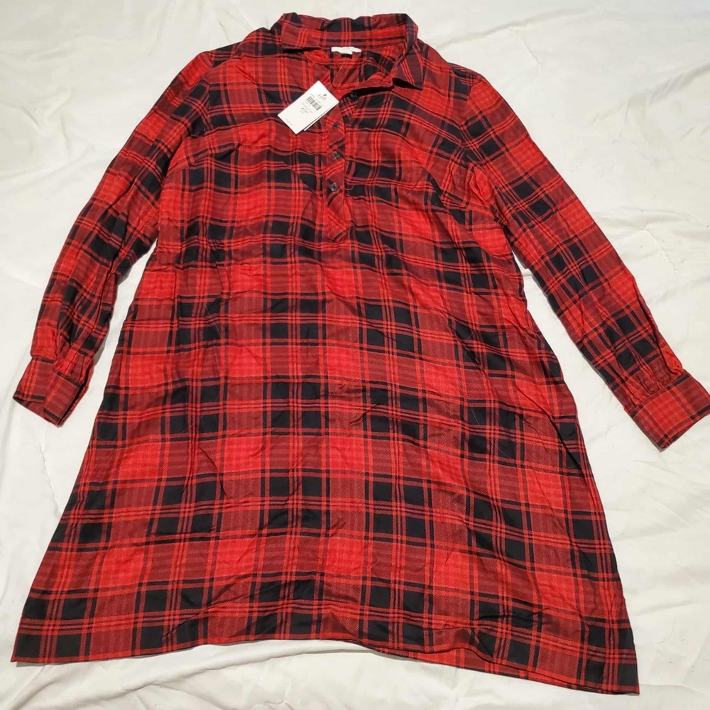 J. Jill Red and Black Plaid Flannel Tunic